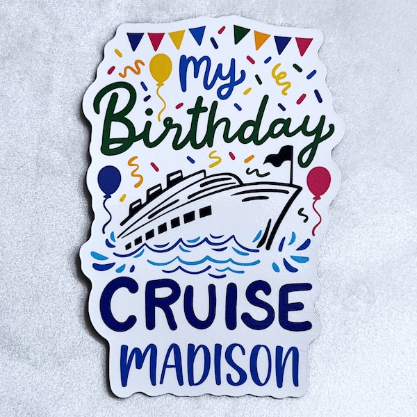 My Birthday Cruise Door Magnet Sign, Celebrity Princess Royal Caribbean, Personalized Cruise Custom Keepsake Refrigerator, Party Hats