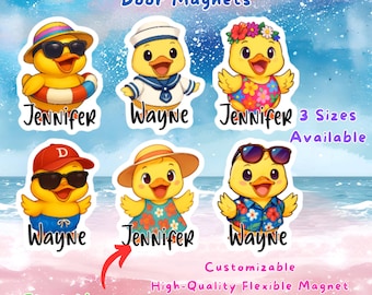 Personalized Duck Cruise Door Magnet, Custom Name Cabin Decor, Cute Family Vacation Magnet, Cruise Door Sign Summer Ship Decor Carnival