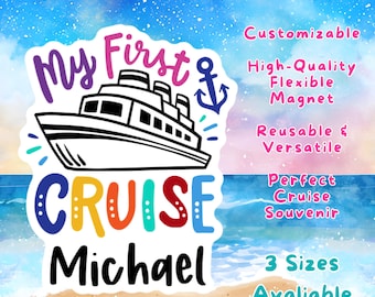 Kids My First Cruise Door Wall Decoration Magnet Sign, Personalized Name Keepsake, Carnival Norwegian MSC, Childs First Name 1st cruise