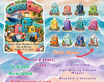 Personalized Travel Suitcase Cruise Door Magnet Collection, Custom Luggage Cabin Decor, Cruising Crew Tropical Vacation Keepsake Gift