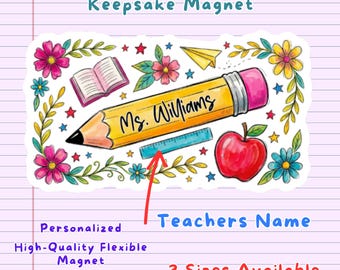 Personalized Teacher Magnet, Custom Teacher Name Fridge Magnet, Teacher Appreciation Gift, Back to School Classroom Decor Gift