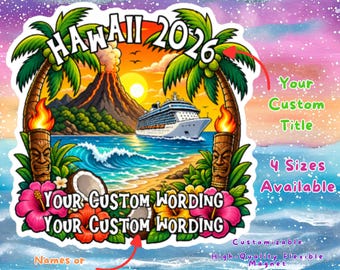 Personalized Hawaii Cruise Door Magnet, Custom Tropical Cabin Stateroom Decor, Hawaiian Vacation 2026 Family Cruise Gift, Carnival Royal