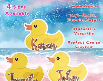 Cruising Ducks Cruise Door Magnet, Personalized Decoration, Carnival Royal Caribbean Custom Vacation Keepsake Fridge Office Locker Yellow