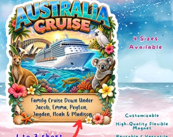 Australia Cruise Door Magnet, Personalized Decoration Down Under Cruise Gift, Sydney Australia Cruising Vacation Keepsake, Family Friends