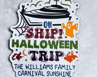 Oh Ship Halloween Trip Cruise Door Magnet Sign, Royal Caribbean Carnival, Personalized Custom Keepsake Gift, Refrigerator Office