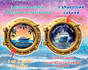 Personalized Porthole Cruise Door Magnet, Stateroom Cabin Wall Decor, Nautical Vacation Family Friends Trip, Carnival Royal Caribbean