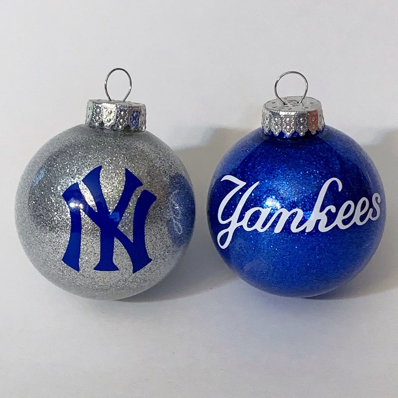 New York Yankees NY Christmas Shatterproof Ornaments Set of 2 Etsy