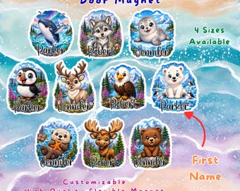 Alaska Animals Cruise Door Magnets, Custom Alaskan Cabin Decor, Family Friend Wildlife Cruising Gift, Northern Lights Bald Eagle Polar Bear