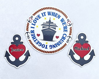 I Love It When We're Cruising Together Door Decoration Magnet Sign, Carnival Princess MSC NCL First Name Personalized Anchor Heart
