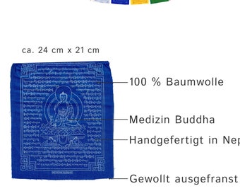 Tibetan prayer flags Medicine Buddha approx. 2.5 m 10 pennants handmade in Nepal Flags with prayers and blessings for peace