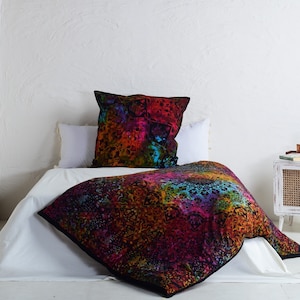 Bedding with mandala in colorful - boho duvet cover for single bed 155 x 220 cm + 80 x 80 cm pillow - handmade and fairly traded in India
