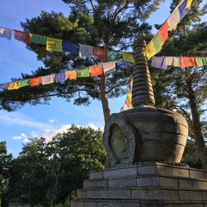 Tibetan prayer flags long 5 meters 20 flags from Nepal handmade frayed flags with prayers and blessings for peace