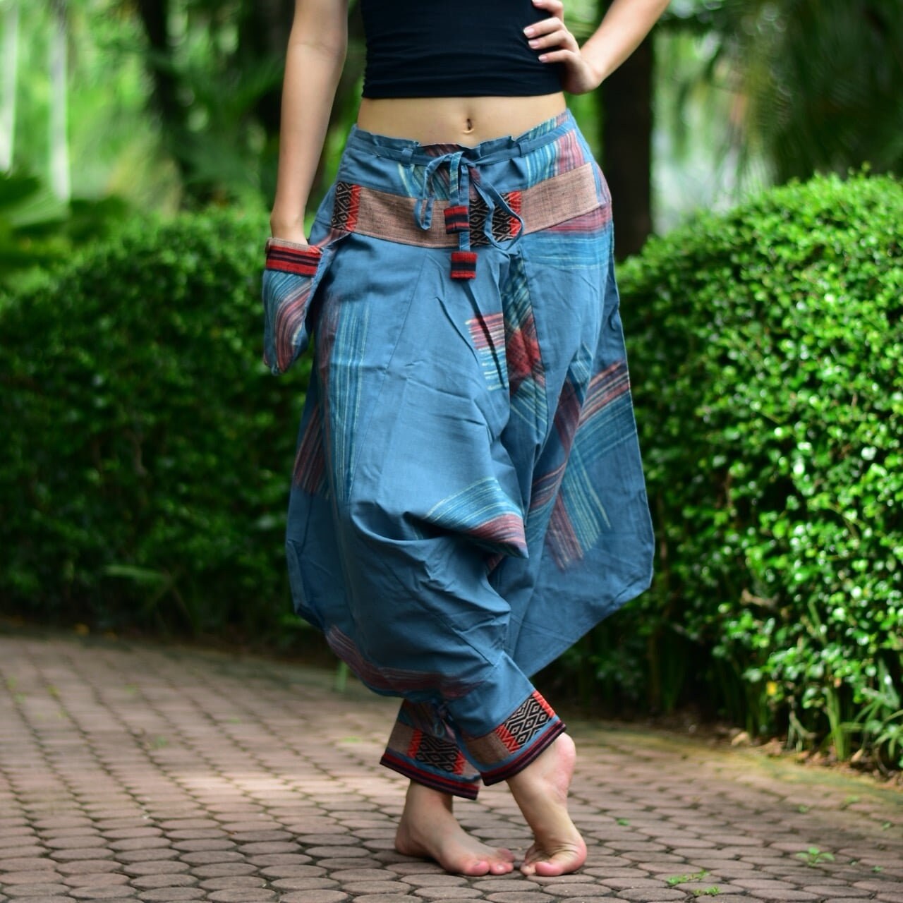 Harem Pants in Blue, With Large Pocket and Flexible Waist Unisex