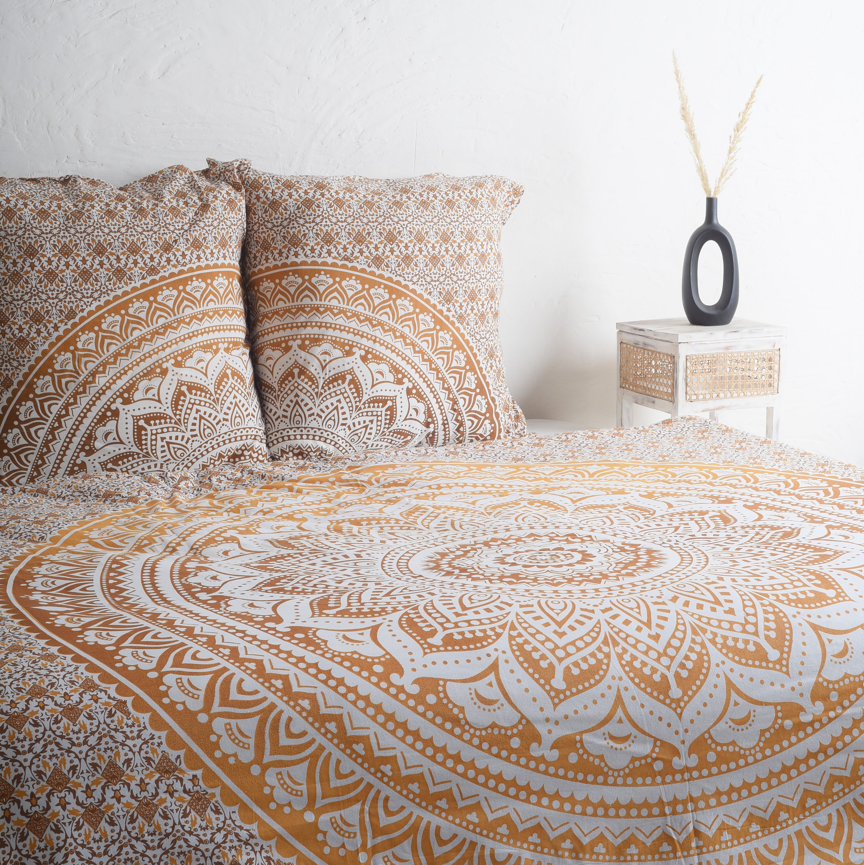 Parure De Lit 3 Pièces Motif Mandala Boho - Housse Couette 220x220cm + 2 Taies 65x65cm, Microfibre Douce, Fermeture éclair - 2