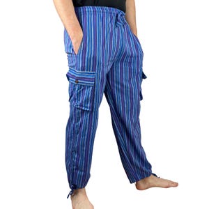 Long Leisure Pants Blue XL - 100% Cotton, Unisex, Hippie Look, Loose Fit, Summer Festival Clothing, Patchwork Pants from Nepal