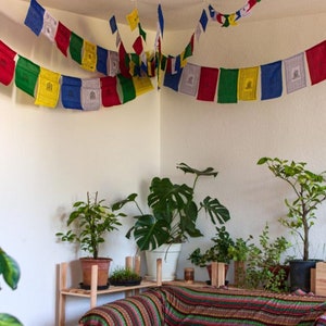 Tibetan prayer flag 2 m garland with 10 pennants from Nepal garden bunting Buddhist peace flags with prayers image 4