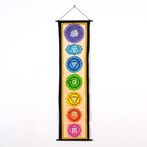 Chakra wall hanging made of cotton 7 chakras prayer flag Nepal room decor decoration for garden and home for birthday indoor and outdoor