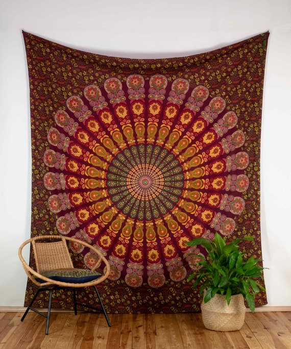 Indain Mandala Wall Decor Peacock Feather Cotton Home Decor Art Poster Tapestry