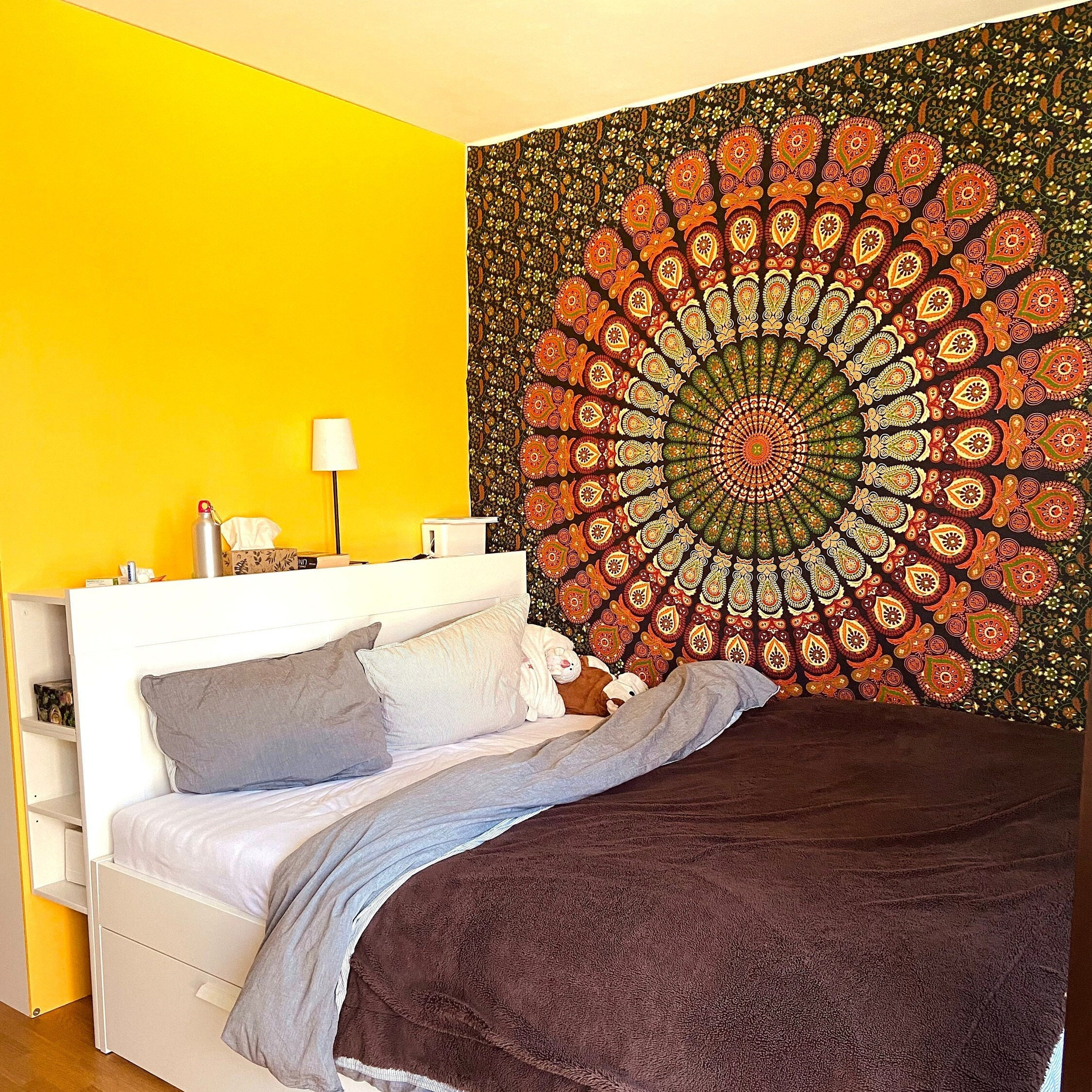 Yellow mandala tapestry sale
