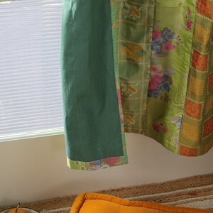 Boho-Vorhänge Grün Indischer Sari Vorhang handgefertigte Patchwork Gardine bunte Fenster Dekoration Hippie-Schlafzimmer aus recycelten Saris
