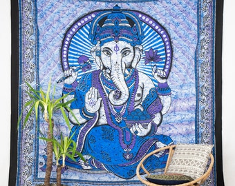 Tissu mural Ganesha violet 2 x 2 m - Tapisserie orientale indienne à suspendre en 100 % coton Tapisserie hippie Seigneur Ganesh Dieu hindou