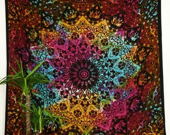 Indian Mandala Tapestry Wallhanging starshape multicolor tie dye bohemian gipsy bedcover beachthrow elephants