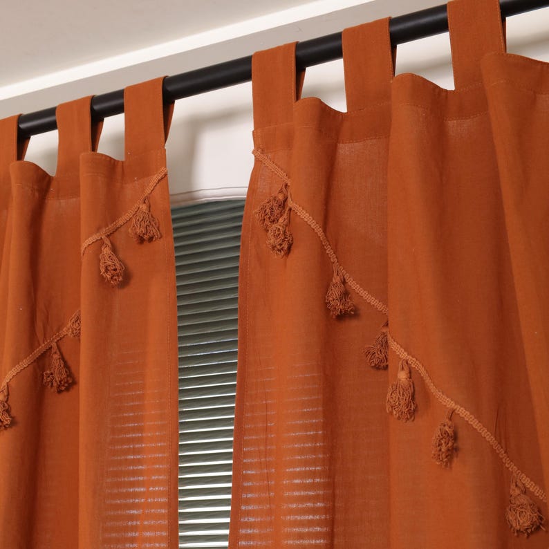 Boho Curtain Brown Terracotta Curtain Boho Chic - Indian Curtain Opaque ...