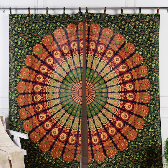 Tende Mandala Cotone Tenda A Pannelli Con Mandala Indiano Tipo Arazzo