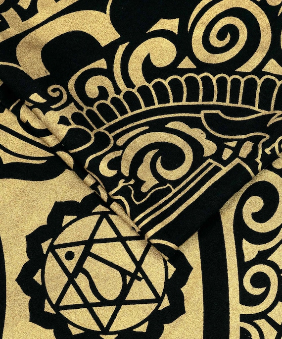Tapestry with Om Sign in black gold Indian wallhanging with Mantra for Yoga Meditation Fair trade from India handmade