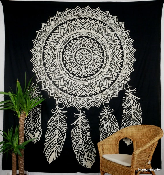 Gelukkig Ondergedompeld Uitstralen Muur doek muur hangende droom catcher zwart wit tapijt Indiase | Etsy