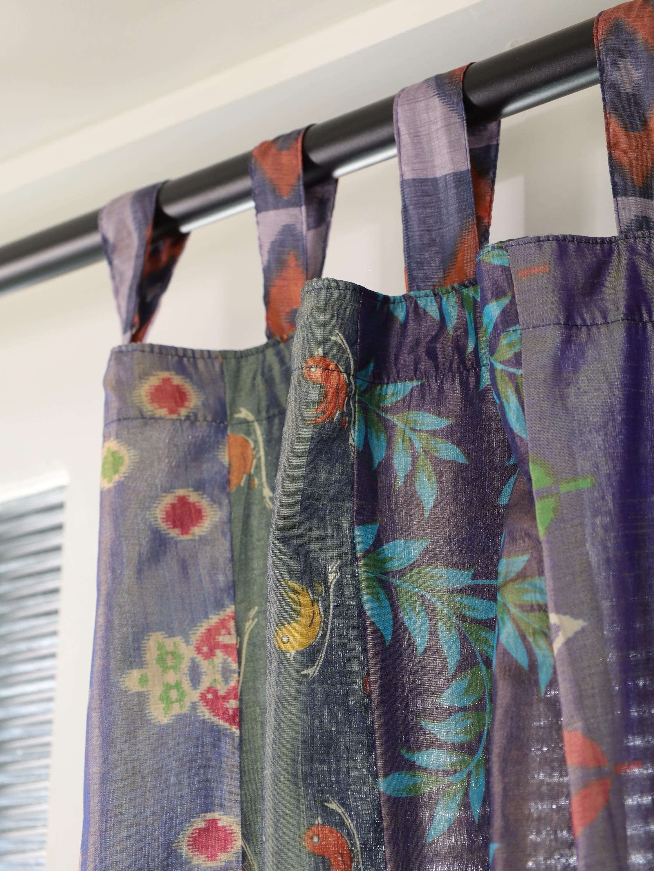 Handmade Blue Sari Curtains – Boho Patchwork Drapes From Recycled ...