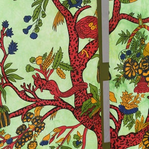 Rideau arbre de vie vert avec arbre du monde batik indien arbre de vie décoration de fenêtre ethnique issu du commerce équitable 2 x 2 m image 5