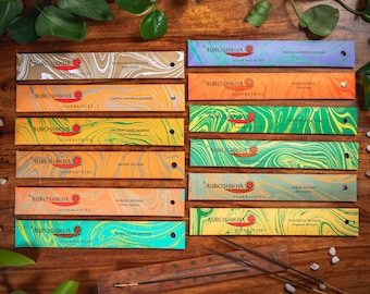 Auroshikha Incense Stick Set - Yoga Gift Set 12x Premium Incense Sticks from India - Natural Incense for Rituals & Meditation