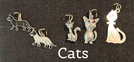 Vintage Sterling Animals Pets Cats & Dog Charms 1… - image 3