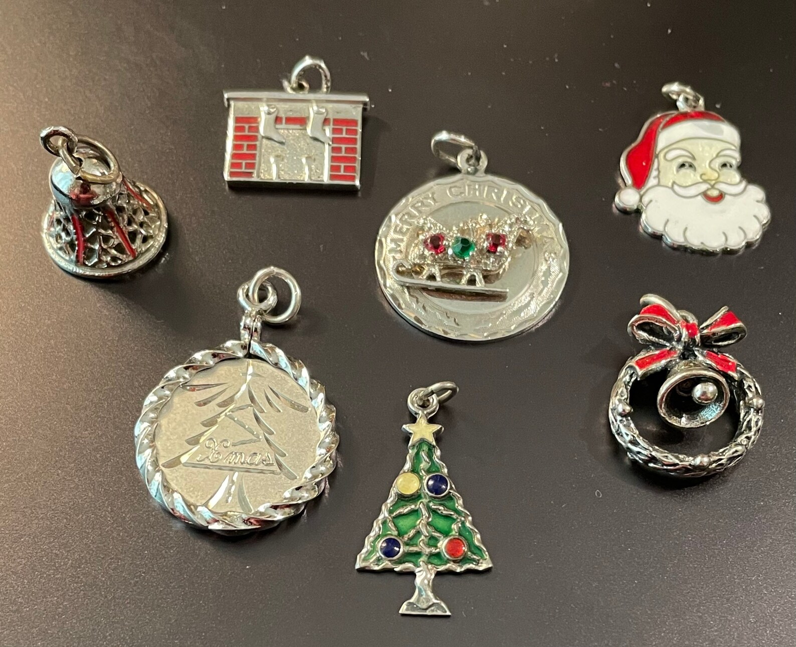 Vintage Sterling Silver and Enameled Christmas Charms Wells Etsy