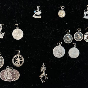 Zodiac Vintage Sterling Disks and 3D charms 1950 -1970s New Photos March 19, 2024