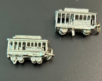 Vintage Larger San Francisco Cable Car Charms with Movable Wheels and Lever to move Conductor