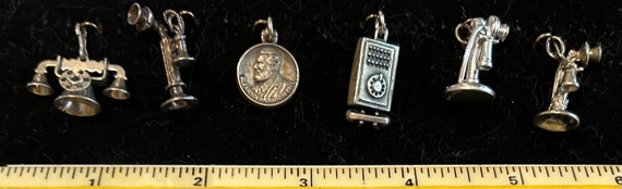 6 Phone Related 1960 70s Sterling charms Sold Sep… - image 2