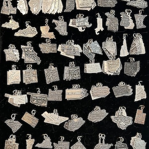 Vintage US State Sterling silver 1950 to 1970 charms Sold Separately @ 14 dollars each NEW States as of May 1, 2024