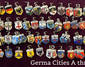 Vintage German Cities A to E Travel Charms in 800 silver 1940s to 1950s Sold Separately @ 12 dollars each New Charms - Photos Jan 11, 2024