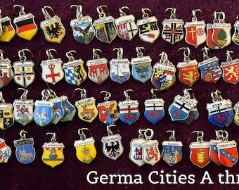 Vintage German Cities A to E Travel Charms in 800 silver 1940s to 1950s Sold Separately @ 12 dollars each New Charms - Photos Jan 11, 2024