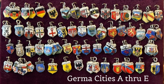 Vintage German Cities A to E Travel Charms in 800… - image 1