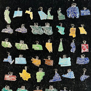 Vintage US State charms Enameled Sterling silver 1950 to 1970 charms Sold Separately @ 18 dollars each NEW States as of April 30, 2024