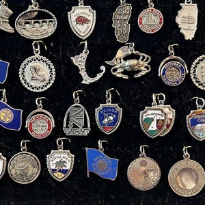 Vintage US State Sterling silver and Enameled 1960 to 1970 charms Sold Separately NEW photos Sept 10, 2024