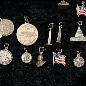 Vintage Washington DC Sterling Silver Charms, USA Souvenir