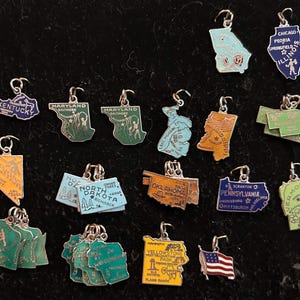 Vintage US State charms Enameled Sterling silver 1950 to 1970 charms Sold Separately @ 17 dollars each NEW States as of May 1, 2025