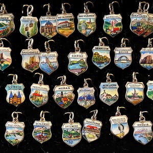 Vintage Hand Painted Germany & Switzerland City Charms in 800 835 silver 1940s to 1950s each Sold Separately @ 15 dollars each