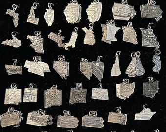 Vintage US State Sterling silver 1950 to 1970 charms Sold Separately @ 14 dollars each