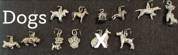 Vintage Sterling Animals Pets Cats & Dog Charms 1… - image 5