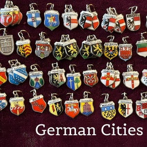Vintage German Cities F to N Travel Charms in 800 silver 1940s to 1950s Sold Separately @ 12 dollars each New Charms Photos Jan. 11, 2024